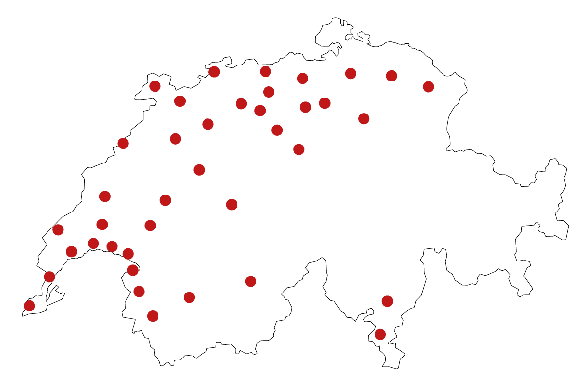 carte de la suisse et de nos agences de placement